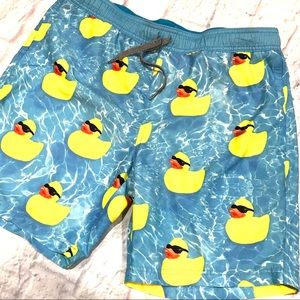 EUC! Rubber ducky swim shorts l-xl